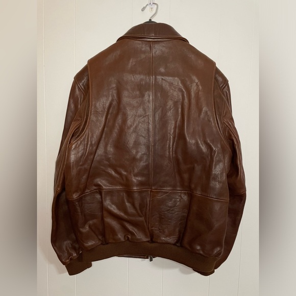 Johnston & Murphy Bomber Jacket Brown Leather Collared Size M NWT $498 MSRP - Picture 2 of 16